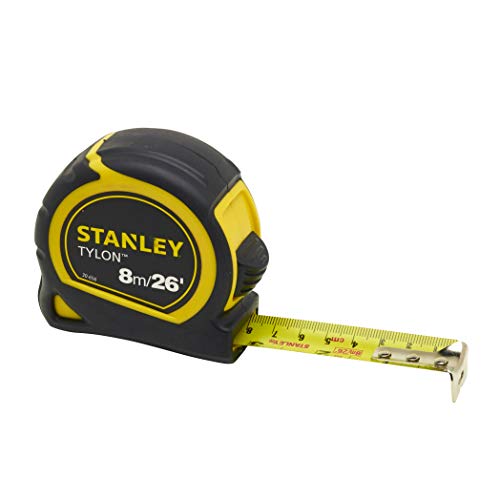 STANLEY TYLON Tape Measure 8m/25mm Wide Compact Case with Cushioned Grip Metric and Imperial System 1-30-656