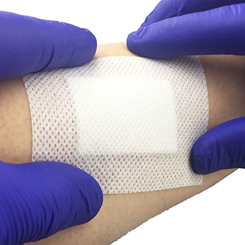 Pack of 10 Adhesive Sterile Wound Dressings - Suitable for cuts and grazes, Diabetic Leg ulcers, venous Leg ulcers, Small Pressure sores (60mm x 70mm)