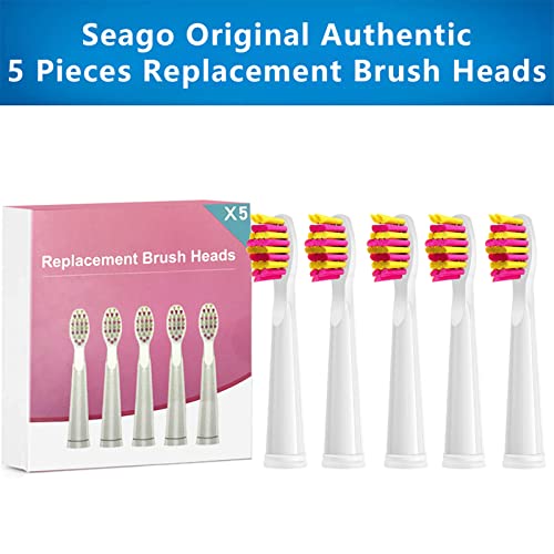 Electric Toothbrush Heads 5pc Compatible for Fairywill Fairywell Fairy Will D7/D8/FW507/FW508/FW551/917/959/2011/Seago E9 SG-507 SG-958/Dnsly/Sboly/OKMIMO Soft Replacements Head (5 Pink Heads)