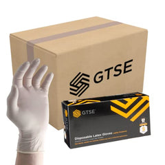 GTSE Box of 100 Latex Gloves, Size Large (L), Lightly Powdered Disposable Gloves, White, Suitable for Medical Use, Automotive, Cleaning and Industrial