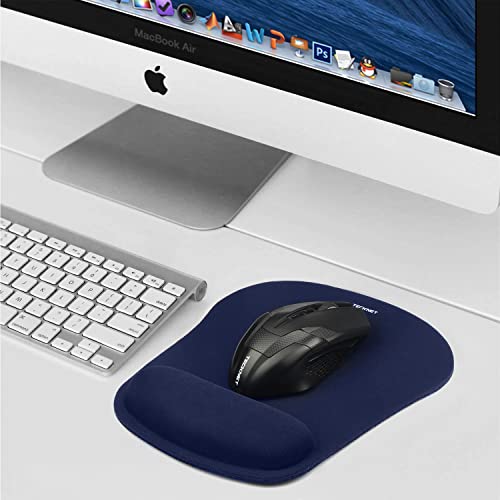 TECKNET Mouse Mat with Memory Foam Rest -Non-slip Rubber base- Special-Textured Water-Resistant Surface