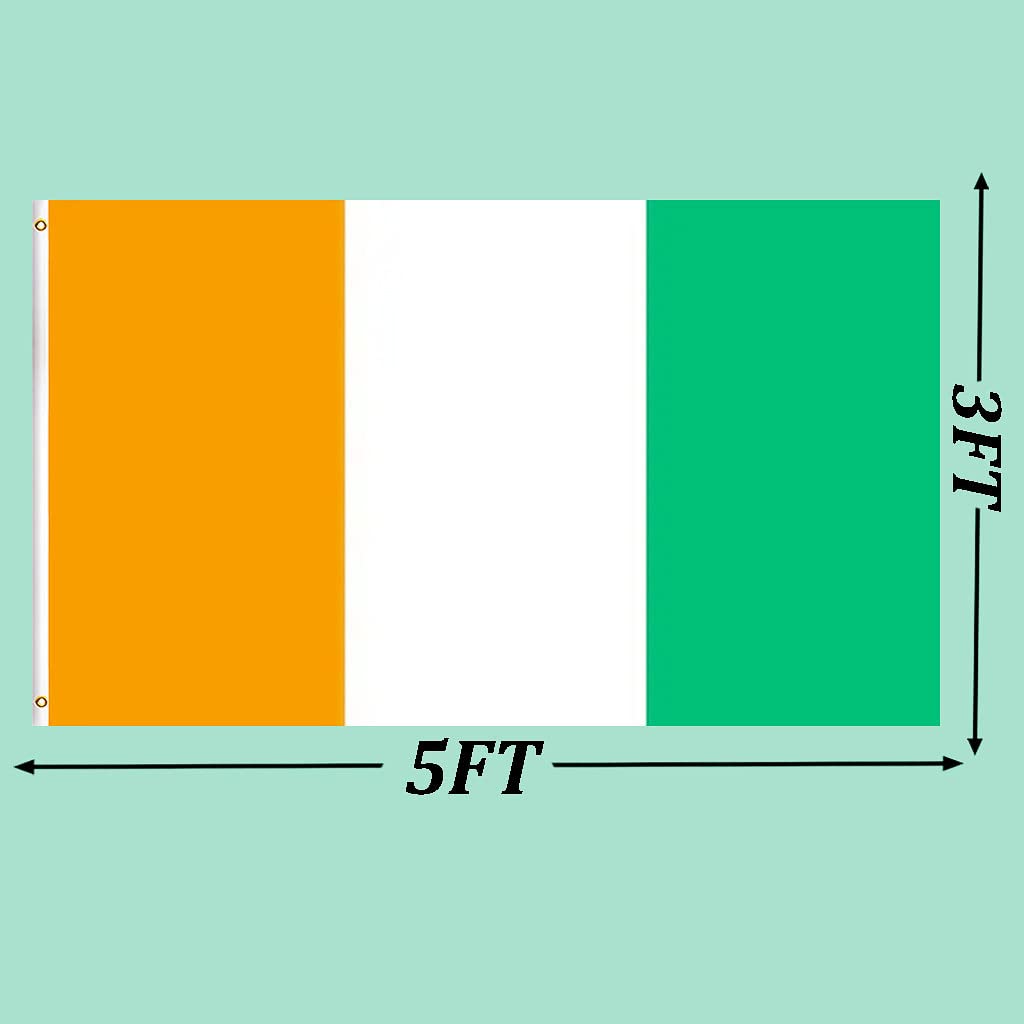 Ireland Flag 5ftx3ft with Eyelets,Large St Patricks Day Irish Flag Decoration éire Flag,Indoor/Outdoor Irish National Flags Polyester for Celebrations St Patricks Day,Street Party Football,World Cup