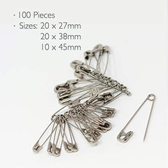 Korbond - 50 Piece Safety Pin Pack, Nickel, Packaging may vary