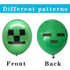 Minecraft Birthday Balloons, 18PCS 12 inch Latex Minecraft Balloons 1PCS Minecraft Style Happy Birthday Banner Party Decorations for Minecraft Players