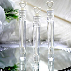 SHATCHI Heart Wand Filled Bubbles Tubes Bottles Wedding Table Decoration Party Favours Kids Bag Fillers, Clear, 24pcs