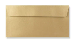 DL Coloured Envelopes for Greeting Cards Wedding Invitations & Crafts (110x220mm) Pack of 100 (Metallic Gold Peel & Seal)