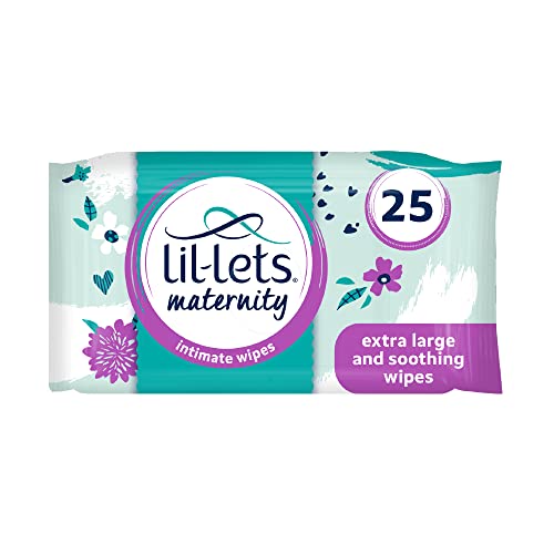 Lil-Lets Maternity Intimate Wipes, 1 Pack of 25 Wipes (25 Count), Extra Large, Biodegradable Wipes, For Pre & Post Birth, Dermatologically & Gynaecologically Tested