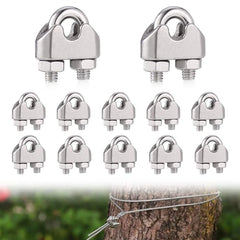 JIZZU 12Pcs M3 Cable Clamps Heavy Duty, 304 Stainless Steel U Bolts Wire Rope Clamps, Support a Load of 300 Tons, Metal Cable Crips for Garden Fences Cable Rope