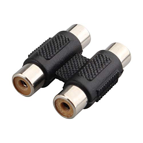 Jopto 3PCS Twin RCA Phono Joiner Double Female Straight Connector Dual RCA Female to Female Coupler Audio Extension Adapter for Record Player CD MP3 Reciever Amplifier Stereo Phono Cable Black