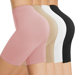 SIHOHAN 4 Pack Women Anti Chafing Shorts Smooth Under Dress Shorts Comfy Seamless Chub Rub Shorts for Yoga(Black/White/Nude/Pink, 3XL)