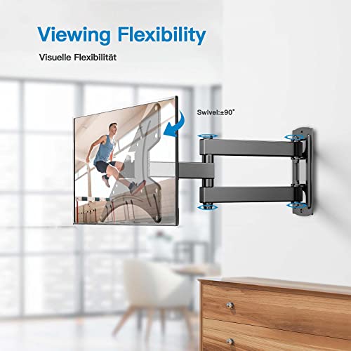 PERLESMITH TV Wall Bracket for Most 13-42 Inch TVs, 20kg Weight Capacity Max VESA 200x200mm, Solid and Sturdy TV Mount with Swivel Tilt Level Tool and Cable Ties PSSFK1-E