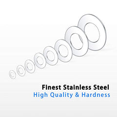 360PCS Flat Washers, Stainless Steel Silver Round Metric Flat Washers M2 M2.5 M3 M4 M5 M6 M8 M10 for Home Decoration Factories Repair Construction