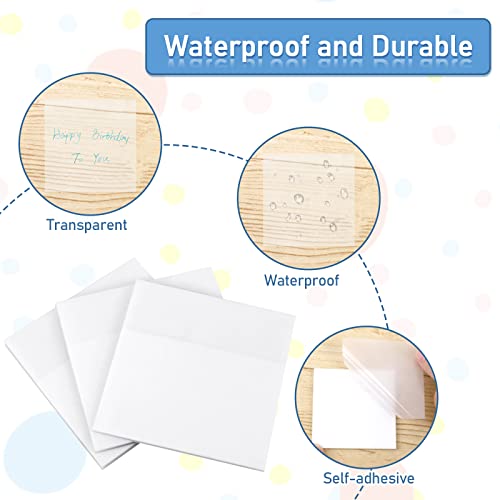 Sticky Notes Set, 150 Sheets Transparent Sticky Notes, Self Adhesive Clear Sticky Note Square, Waterproof Translucent Sticky Note Tab, Sticky Note Pad for Students School Office Supplies(7.6x7.6cm)