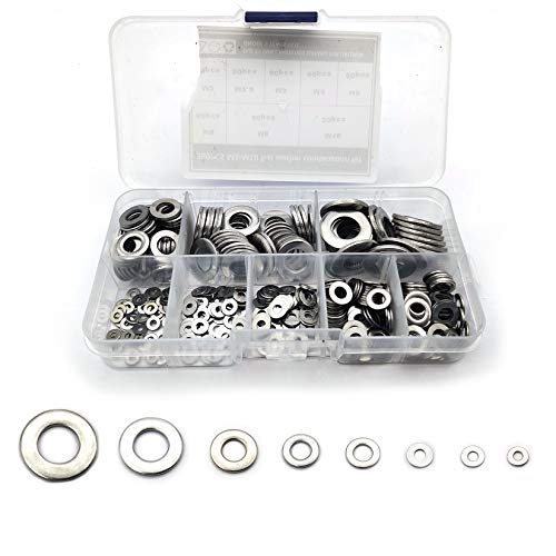 Flat Washer, Assorted Metal Washers, Washers Stainless Steel, Round Seal Washer Spacer, Sealing Gasket Washers Kit for Home, Automotive, Shop, Factories Repair - M2 M2.5 M3 M4 M5 M6 M8 M10/360 Pcs