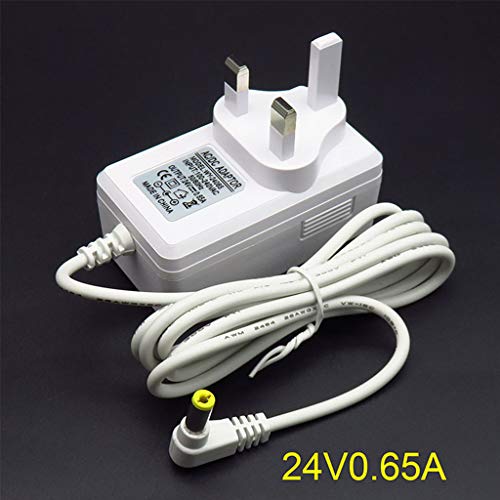 Buwei UK Plug 24V 0.65A Power Adapter with Indicator Light Home AC Adapter for Cameras