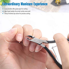 FERYES Cuticle Nippers Professional Stainless Steel Cuticle Trimmer, Extremely Sharp Cuticle Cutters Remover Scissors Pedicure Manicure Nail Matt Balck