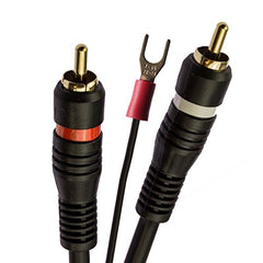 1STec 2 x Record Player Cable with Earth to Ground Wire to stop Feedback Humming or Buzzing (2 x 1.5 Metre, Full RCA and Earth Cable)