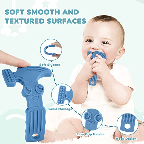 TYRY.HU Teething Toys for Baby Training Baby Toothbrush teether Chew Toy BPA Free Silicone Cooling Tools Shape Baby Teether Relief Gifts for Newborn 4pcs(B)