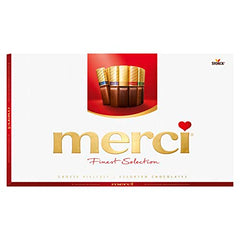 Merci Finest Milk & Dark Chocolate Box (Packaging may vary), 8 Varieties of Chocolates, Gluten-Free, 400 g (Pack of 1)