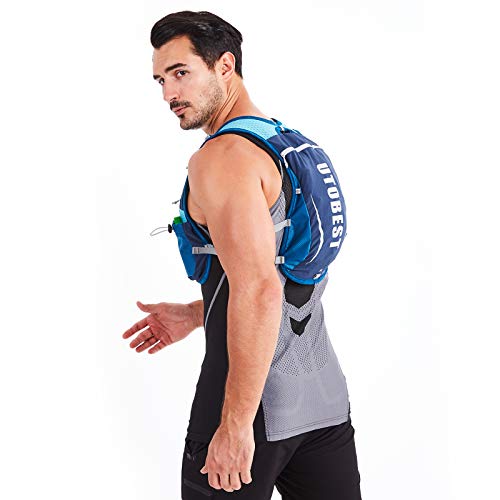 UTOBEST Running Backpacks Lightweight Hydration Pack Functional Running Vest 5L（Blue）