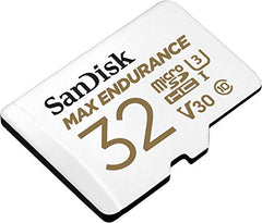 SanDisk 32GB MAX ENDURANCE microSDHC card for IP cams & dash cams and SD adapter up to 15,000 Hours Full HD / 4K videos up to 100 MB/s UHS-I Class 10 U3 V30