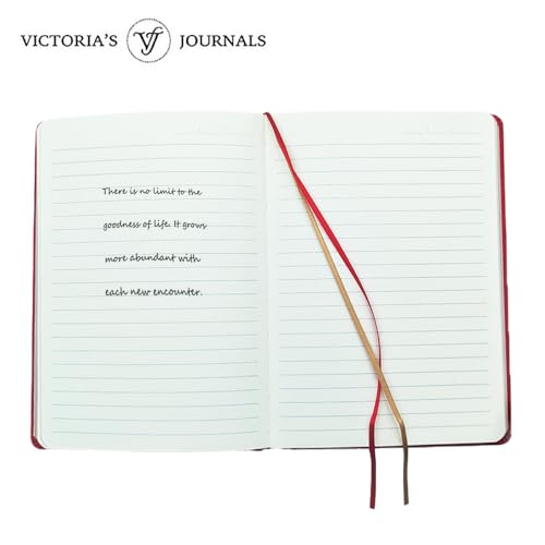 VICTORIA'S JOURNALS Leatherette Vintage Journal Notebook Hard Cover Lined Old Looking Travel Diary Red, 5.7'' x 8.1''