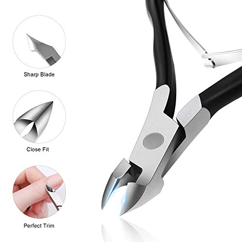 FERYES Cuticle Nippers Professional Stainless Steel Cuticle Trimmer, Extremely Sharp Cuticle Cutters Remover Scissors Pedicure Manicure Nail Matt Balck