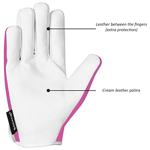 Leather Gardening Gloves Ladies and Mens Thorn Proof Garden Gloves for Women and Men Ideal Gardening Gifts Durable Goatskin Work Gloves (S, Pink)