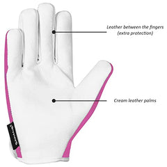 Leather Gardening Gloves Ladies and Mens Thorn Proof Garden Gloves for Women and Men Ideal Gardening Gifts Durable Goatskin Work Gloves (S, Pink)