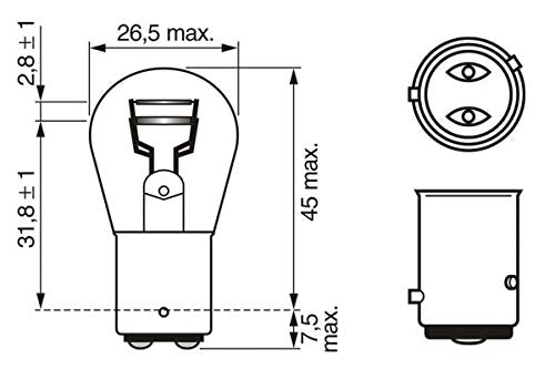 Bosch 566 (P21/4W) Original equipment Car Light Bulbs - 12 V 21/4 W BAZ15d - 2 Bulbs