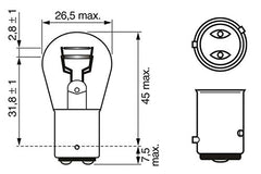 Bosch P21/4W (566) Pure Light Car Light Bulbs - 12 V 21/4 W BAZ15d - 2 Bulbs