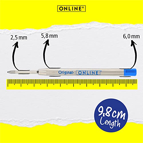 Online 6X Ballpoint Refills – Strength Medium I International Standard Biro Refills for All Pens I Waterproof I Universal Refills for Ballpoint Pens I for School, Uni, Home Office I Colour: Blue