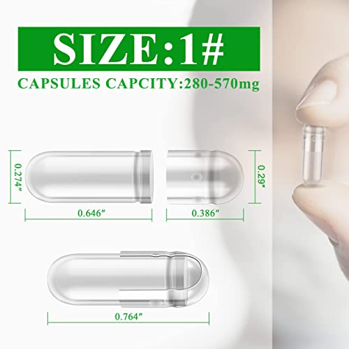 WANANFU Size 1 Empty Capsules Vegetarian (100 Count) Bundle with Micro Lab Spoon with Powder Tamper, Compatible with Capsule Filling Machine