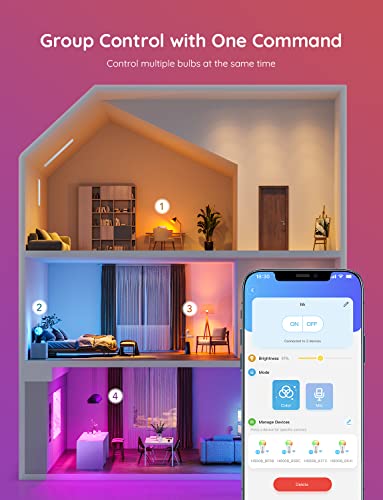 Govee RGBWW Smart Bulbs, Colour Changing Light Bulbs with Music Sync, 54 Dynamic Scenes 16 Million DIY Colours WiFi & Bluetooth B22 LED Bulbs Work with Alexa, Google Assistant Home App, 1 Pack