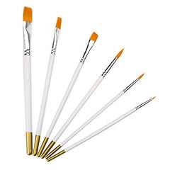 6 PCS Paint Brush Set, Nylon Acrylic Paint Brushes - White Wooden Handle, Small Fine Tip Artist Paintbrush/Watercolour Paint Brushes/Oil Paint Brushes/Gouache Paint Brushes for Art Painting