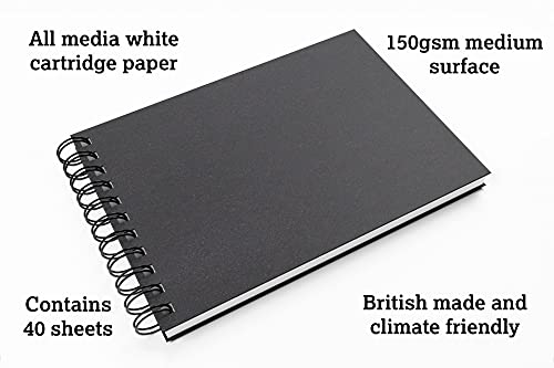 Artgecko Classy Sketchbook A5 Portrait - 80 Pages (40 Sheets) 150gsm White Cartridge Paper…