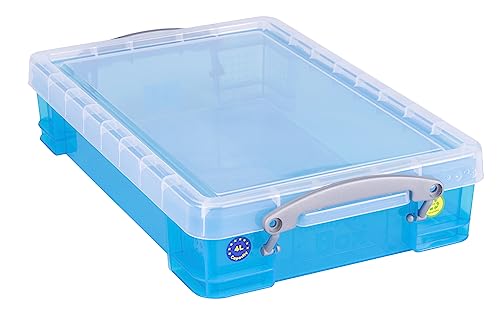 Really Useful Plastic Storage Box 4 Litre Transparent Bright Blue