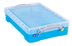 Really Useful Plastic Storage Box 4 Litre Transparent Bright Blue