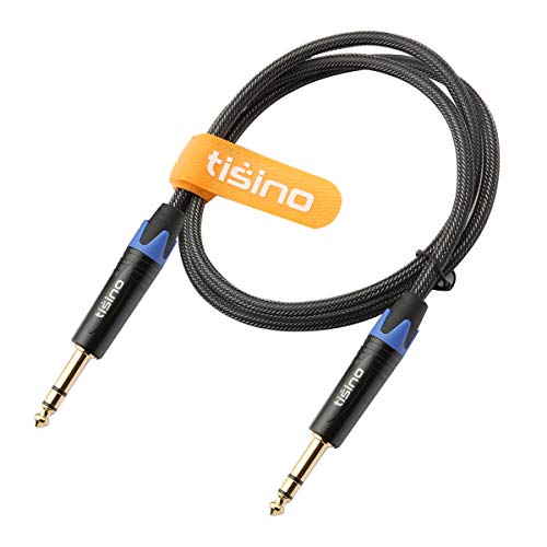 Tisino 6.35mm Jack TRS Cable, Nylon Braid Heavy Duty 6.35 mm 1/4 inches Stereo Jack Male to Male Balanced Audio Lead Cord - 1m