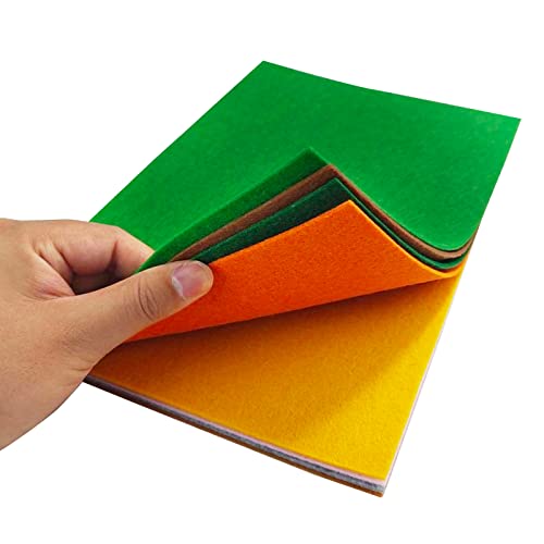 Jtnohx Stiff Felt for Crafts, 2mm Thick Colour Felt Sheets, 8 Pcs 20x30cm Craft Felt Fabric for Sewing & DIY Projects (Yellow Brown Series)