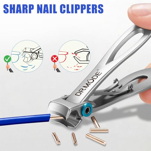 Nail Clippers - DRMODE Large Toe Nail Clippers for Thick Nails with 16mm Wide Jaw Opening, Sharp Curved Blade Fingernail Clippers Heavy Duty Nail Cutter Trimmer for Men Seniors with Nail File