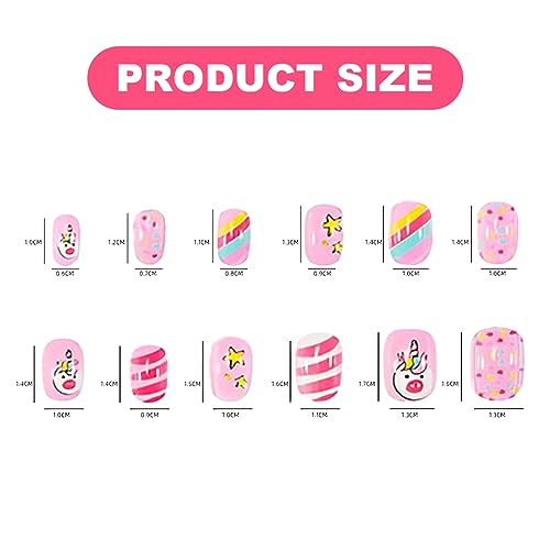 JOCXZI false nails for kids,kids stick on nails,kids false nails,stick on nails for kids,kids false nails stick on,2 sets of cartoon printed false nails with adhesive backing pieces (48 pieces)