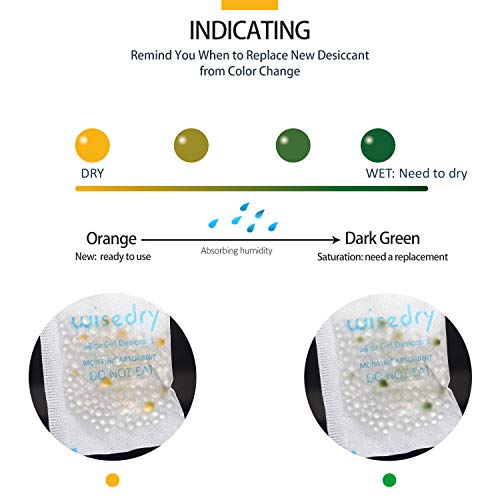 wisedry Silica Gel Sachets Pouches Desiccant 5 Gram [60 PACKS] with Orange Beads Humidity Indicator Moisture Absorber for Air Dryer Moisture Removal, Food Grade