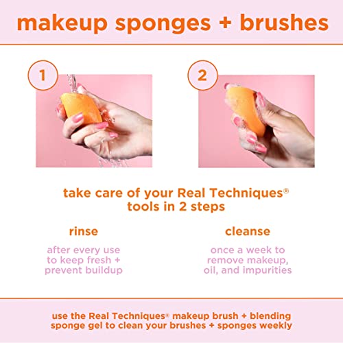 Real Techniques Miracle Complexion Beauty Sponge Makeup Blender Set, Orange, (Pack of 8)