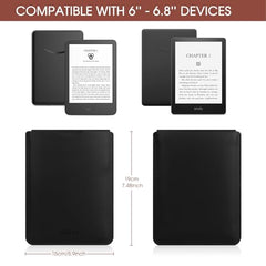 HoYiXi Universal Sleeve Case for 6.8-inch Kindle/Kobo/Voyaga/Lenovo/Pocketbook/Sony/Tolino E-book E-reader Lightweight Leather Sleeve Bag Pouch for 6.8-inch Ebook - Black