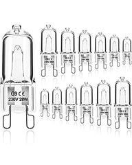 Jaenmsa G9 Halogen Light Bulbs, G9 28W Halogen Bulbs， Clear Capsule Bulb Dimmable 28W 230V Warm White Lamp Bulb for Oven Microwave Cooker Ceiling Lights,12 Pack