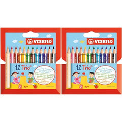 STABILO Triangular Colouring Pencil Trio thick short - Pack of 24 - Assorted Colours