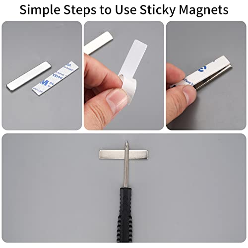 Strong Magnets, 4 Pcs Bar Magnets Strong, Neodymium Bar Magnets, Strong Powerful Rectangular Rare Earth Magnets Strips with Double-Sided Adhesive for Crafts, Fridge, Science - 50x10x3mm