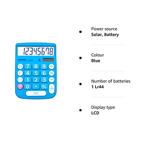 CATIGA Bureau CD8185 and Home Style Calculator 8 Digit LCD Screen Suitable for Office and Move Use (Blue)