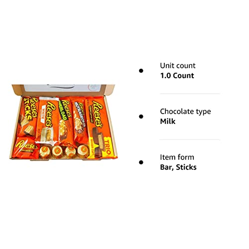 Reeses American Chocolate Gift Box   Reese's Peanut Butter Chocolate Hamper   Reese American Candy Gift Set Selection   Chocolate Letterbox Friendly Gift Box   Chocolate Gift for Reeses Lovers